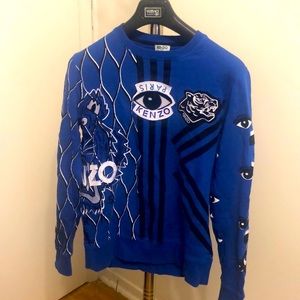 Kenzo Tiger Paris Knit Sweater Crewneck Size S  BLUE